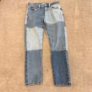 PacSun Slim Taper Patchwork Denim Jeans 30x30 Blue Light Wash Distressed